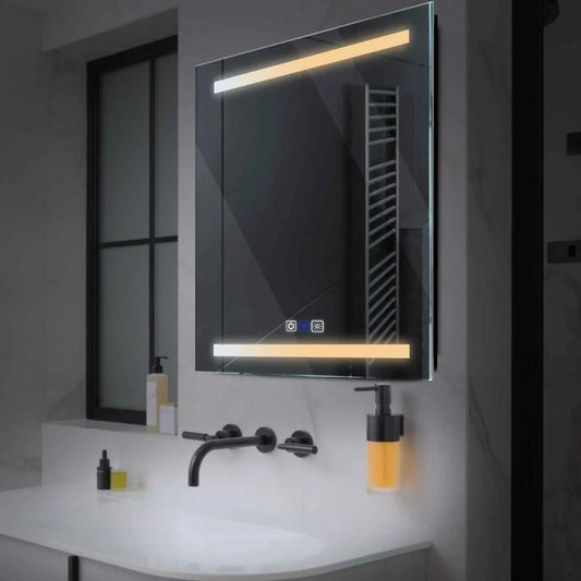 Oglinda LED Patrata, Touch LED, Dimare, Dezaburire, LED Reglabil 3000K-6000K - Gama Salono Model 4