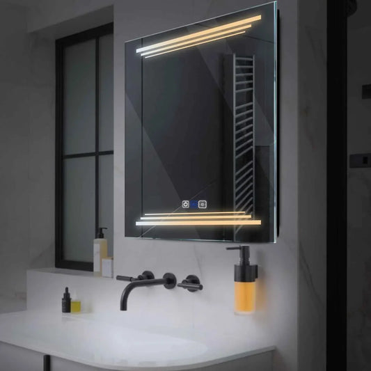 Oglinda LED Patrata, Touch LED, Dimare, Dezaburire, LED Reglabil 3000K-6000K - Gama Salono Model 7