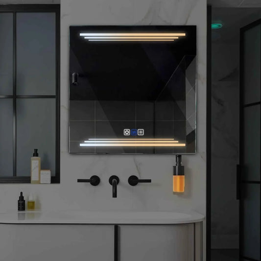 Oglinda LED Patrata, Touch LED, Dimare, Dezaburire, LED Reglabil 3000K-6000K - Gama Salono Model 7