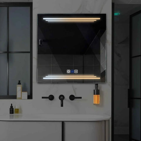 Oglinda LED Patrata, Touch LED, Dimare, Dezaburire, LED Reglabil 3000K-6000K - Gama Salono Model 7