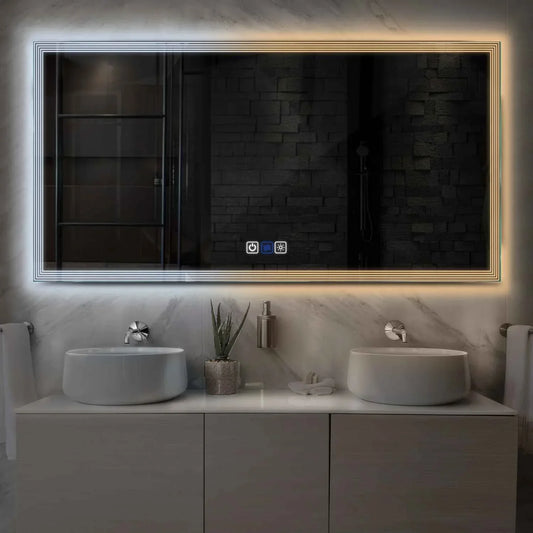 Oglinda LED Orizontala, Touch LED, Dimare, Dezaburire, LED Reglabil 3000K-6000K - Gama Edge Model 1