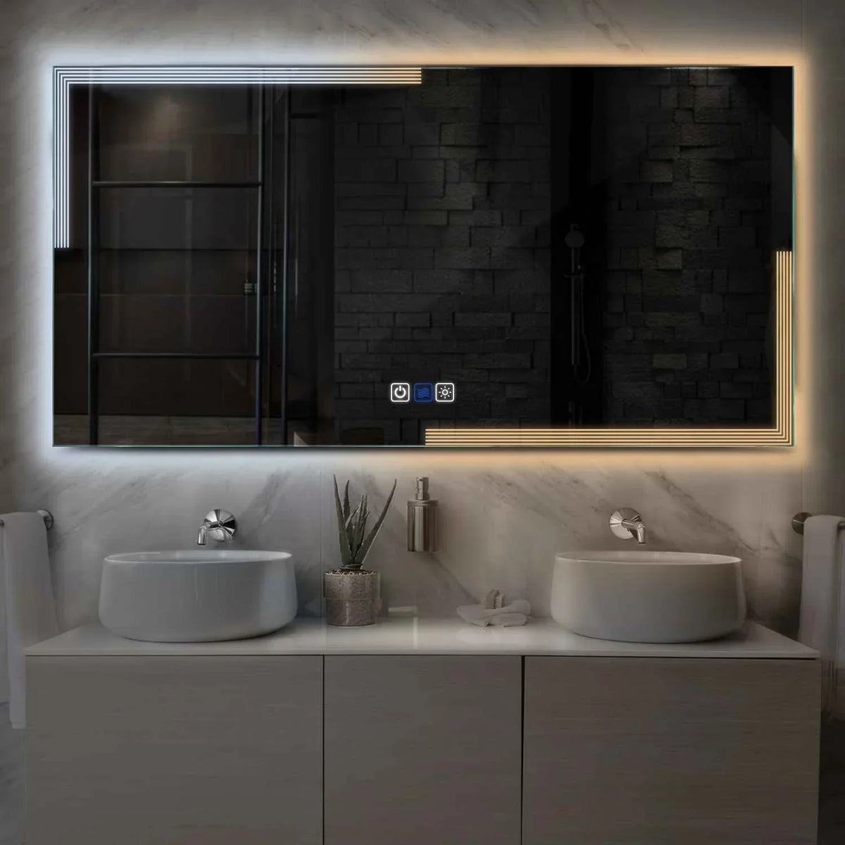 Oglinda LED Orizontala, Touch LED, Dimare, Dezaburire, LED Reglabil 3000K-6000K - Gama Edge Model 2