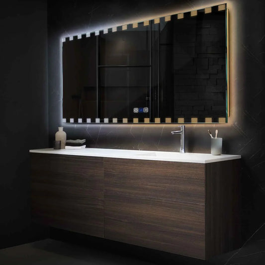 Oglinda LED Orizontala, Touch LED, Dimare, Dezaburire, LED Reglabil 3000K-6000K - Gama Edge Model 6