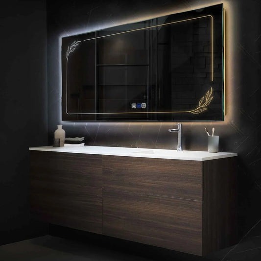 Oglinda LED Orizontala, Touch LED, Dimare, Dezaburire, LED Reglabil 3000K-6000K - Gama Good Vibes Model 1