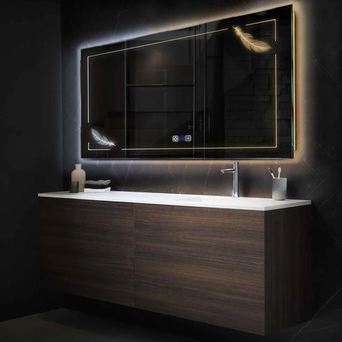 Oglinda LED Orizontala, Touch LED, Dimare, Dezaburire, LED Reglabil 3000K-6000K - Gama Good Vibes Model 2