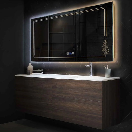 Oglinda LED Orizontala, Touch LED, Dimare, Dezaburire, LED Reglabil 3000K-6000K - Gama Good Vibes Model 3