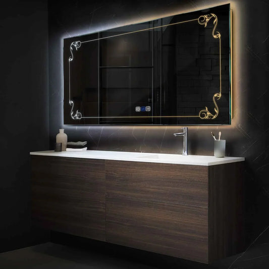 Oglinda LED Orizontala, Touch LED, Dimare, Dezaburire, LED Reglabil 3000K-6000K - Gama Good Vibes Model 5