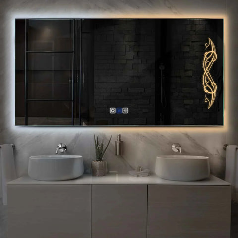 Oglinda LED Orizontala, Touch LED, Dimare, Dezaburire, LED Reglabil 3000K-6000K - Gama Good Vibes Model 6