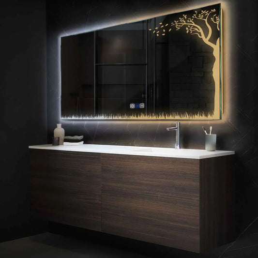 Oglinda LED Orizontala, Touch LED, Dimare, Dezaburire, LED Reglabil 3000K-6000K - Gama Good Vibes Model 8