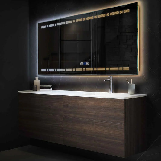 Oglinda LED Orizontala, Touch LED, Dimare, Dezaburire, LED Reglabil 3000K-6000K - Gama Minimal Model 3