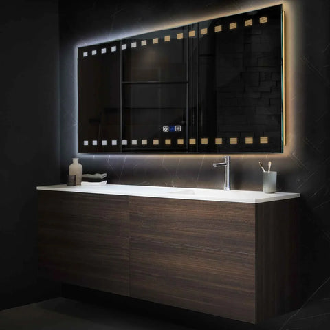 Oglinda LED Orizontala, Touch LED, Dimare, Dezaburire, LED Reglabil 3000K-6000K - Gama Minimal Model 6