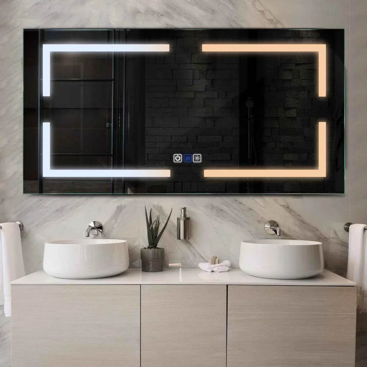 Oglinda LED Orizontala, Touch LED, Dimare, Dezaburire, LED Reglabil 3000K-6000K - Gama Salono Model 2