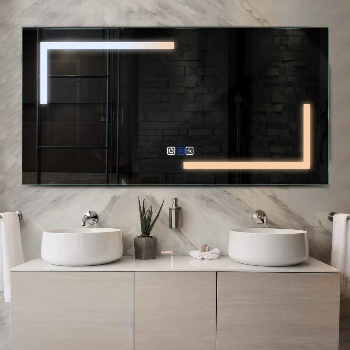 Oglinda LED Orizontala, Touch LED, Dimare, Dezaburire, LED Reglabil 3000K-6000K - Gama Salono Model 3