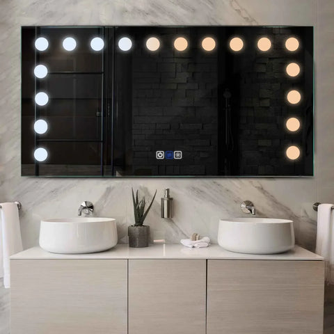 Oglinda LED Orizontala, Touch LED, Dimare, Dezaburire, LED Reglabil 3000K-6000K - Gama Salono Model 6