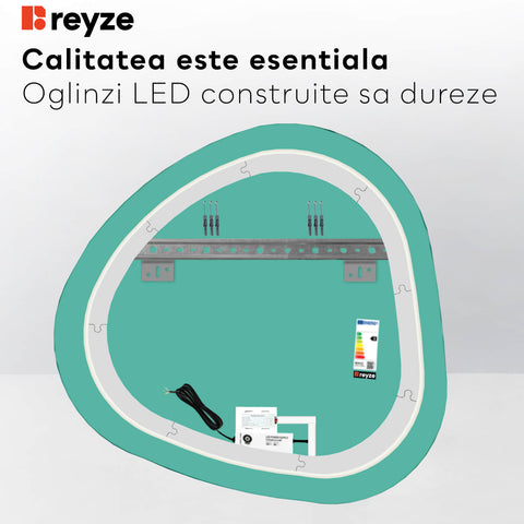Oglinda LED Asimetrica v1, Touch LED, Dimare, LED 3000K Cald - Gama Ambient Model 1