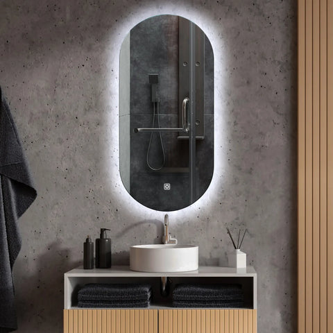 Oglinda LED Ovala, Touch LED, Dimare, LED 6000K Rece - Gama Ambient Model 1