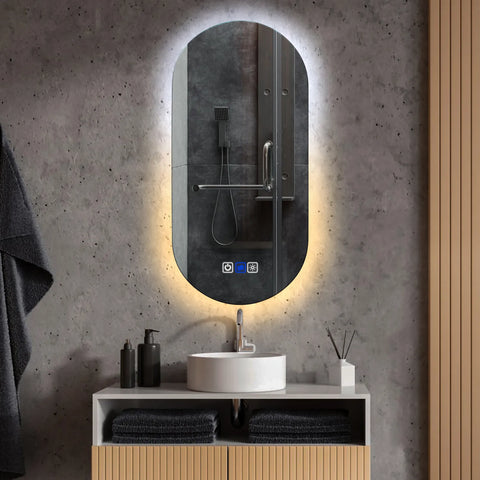 Oglinda LED Ovala, Touch LED, Dimare, Dezaburire, LED Reglabil 3000K-6000K - Gama Ambient Model 1