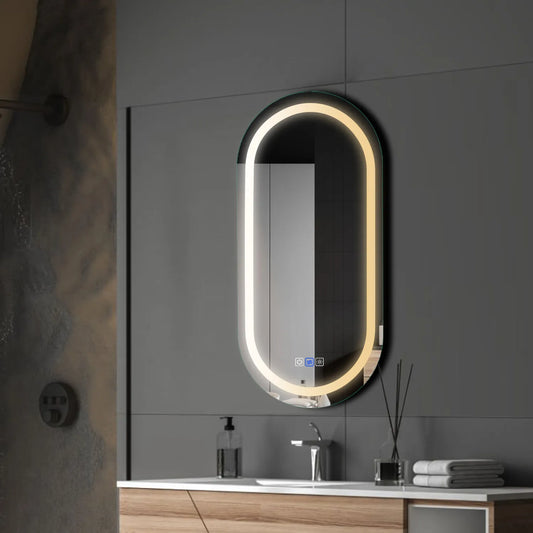 Oglinda LED Ovala, Touch LED, Dimare, Dezaburire, LED Reglabil 3000K-6000K - Gama Salono Model 1
