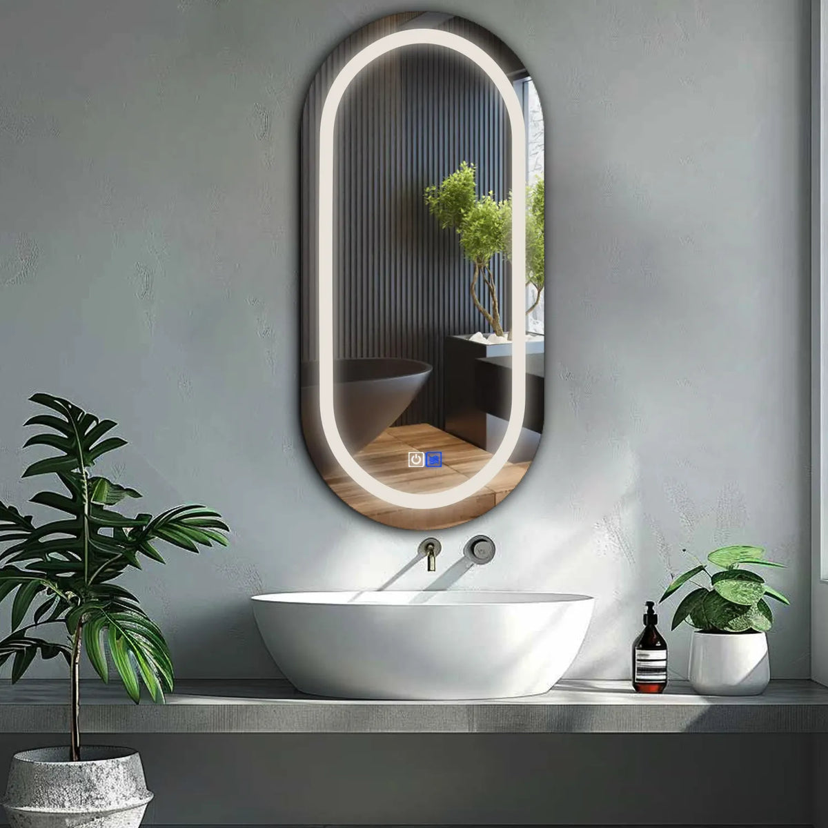 Oglinda LED Ovala, Touch LED, Dimare, Dezaburire, LED 4000K Neutru - Gama Salono Model 1