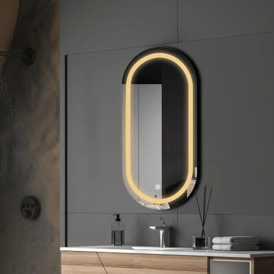 Oglinda LED Ovala, Touch LED, Dimare, LED 3000K Cald - Gama Salono Model 1