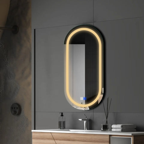 Oglinda LED Ovala, Touch LED, Dimare, Dezaburire, LED 3000K Cald - Gama Salono Model 1