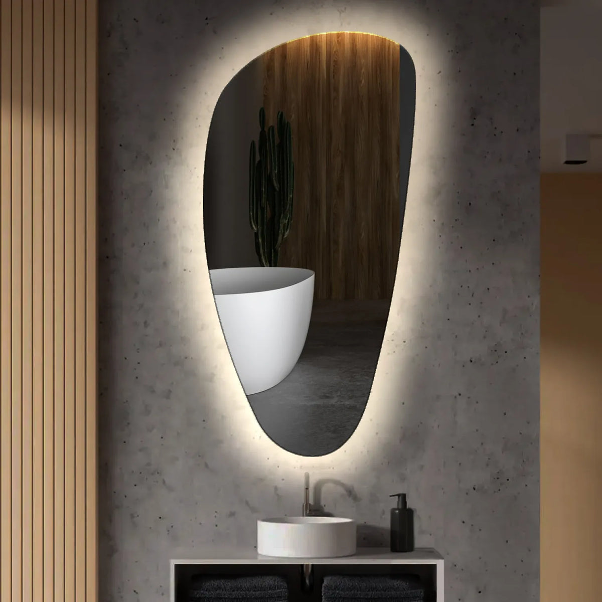 Oglinda LED Asimetrica v4, Fara functii, LED 4000K Neutru - Gama Ambient Model 1