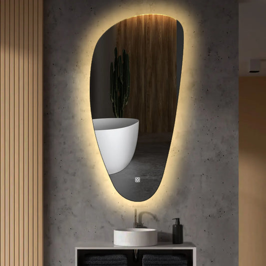 Oglinda LED Asimetrica v4, Touch LED, Dimare, LED 3000K Cald - Gama Ambient Model 1
