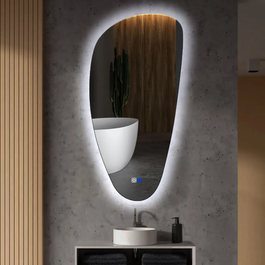Oglinda LED Asimetrica v4, Touch LED, Dimare, Dezaburire, LED 6000K Rece - Gama Ambient Model 1