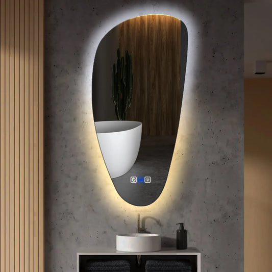 Oglinda LED Asimetrica v4, Touch LED, Dimare, Dezaburire, LED Reglabil 3000K-6000K - Gama Ambient Model 1