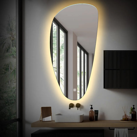 Oglinda LED Asimetrica v4, Touch LED, Dimare, LED 3000K Cald - Gama Ambient Model 1