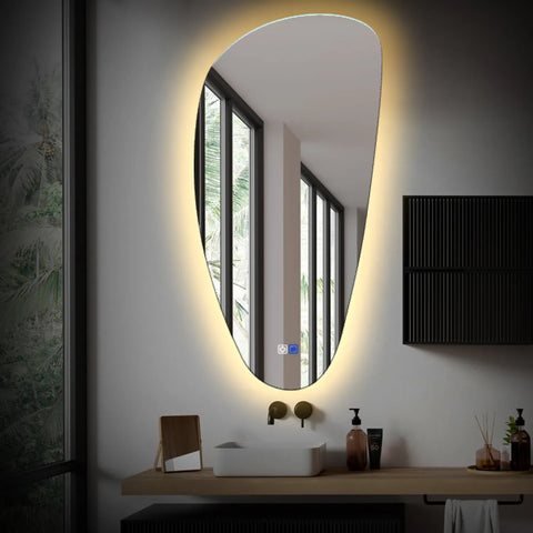 Oglinda LED Asimetrica v4, Touch LED, Dimare, Dezaburire, LED 3000K Cald - Gama Ambient Model 1