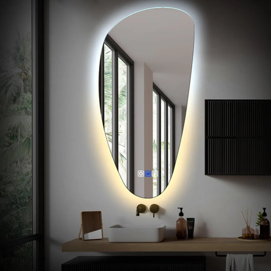 Oglinda LED Asimetrica v4, Touch LED, Dimare, Dezaburire, LED Reglabil 3000K-6000K - Gama Ambient Model 1