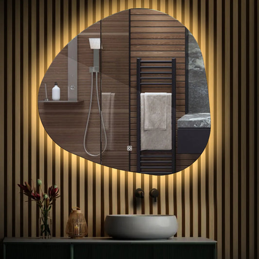 Oglinda LED Asimetrica v1, Touch LED, Dimare, LED 3000K Cald - Gama Ambient Model 1