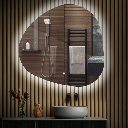 Oglinda LED Asimetrica v1, Touch LED, Dimare, LED 6000K Rece - Gama Ambient Model 1
