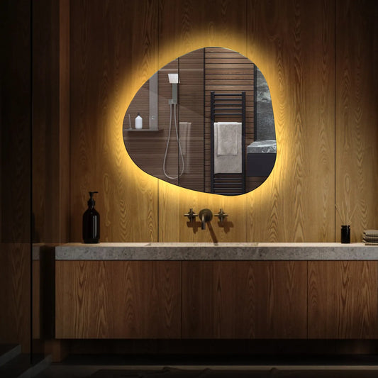 Oglinda LED Asimetrica v1, Fara functii, LED 3000K Cald - Gama Ambient Model 1