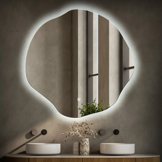 Oglinda LED Asimetrica v5, Touch LED, Dimare, LED 6000K Rece - Gama Ambient Model 1