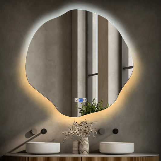 Oglinda LED Asimetrica v5, Touch LED, Dimare, Dezaburire, LED Reglabil 3000K-6000K - Gama Ambient Model 1