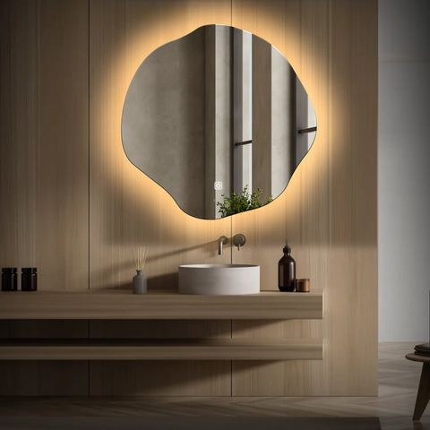 Oglinda LED Asimetrica v5, Touch LED, Dimare, LED 3000K Cald - Gama Ambient Model 1