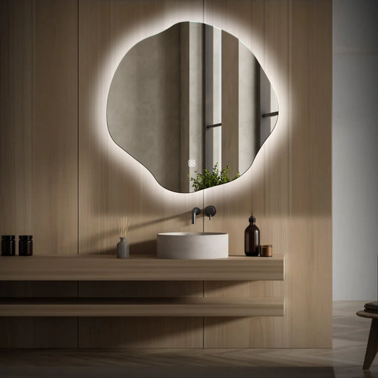 Oglinda LED Asimetrica v5, Touch LED, Dimare, LED 6000K Rece - Gama Ambient Model 1