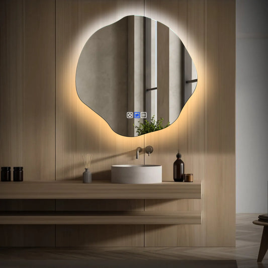 Oglinda LED Asimetrica v5, Touch LED, Dimare, Dezaburire, LED Reglabil 3000K-6000K - Gama Ambient Model 1