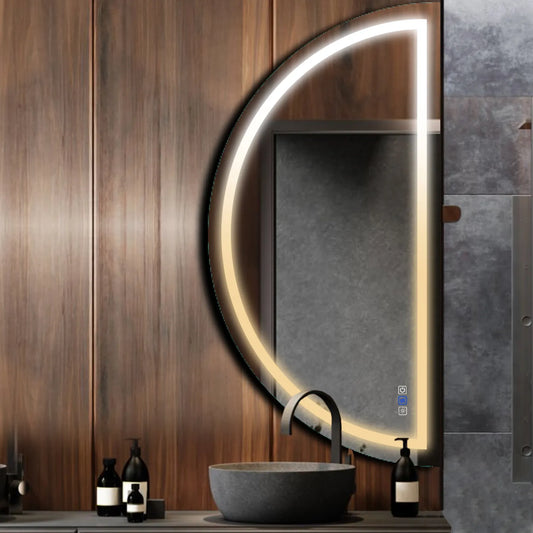Oglinda LED Semiluna (Dreapta), Touch LED, Dimare, Dezaburire, LED Reglabil 3000K-6000K - Gama Salono Model 1