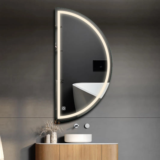 Oglinda LED Semiluna (Stanga), Touch LED, Dimare, LED 4000K Neutru - Gama Salono Model 1
