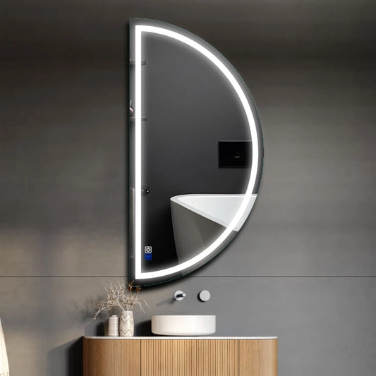 Oglinda LED Semiluna (Stanga), Touch LED, Dimare, Dezaburire, LED 6000K Rece - Gama Salono Model 1