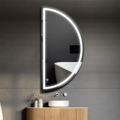 Oglinda LED Semiluna (Stanga), Touch LED, Dimare, Dezaburire, LED 6000K Rece - Gama Salono Model 1