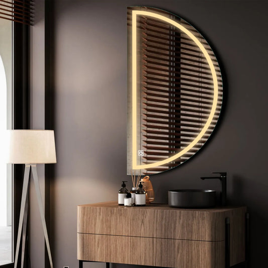 Oglinda LED Semiluna (Stanga), Touch LED, Dimare, LED 3000K Cald - Gama Salono Model 1