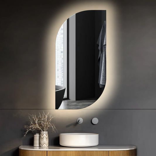 Oglinda LED Semiovala v1, Fara functii, LED 4000K Neutru - Gama Ambient Model 1