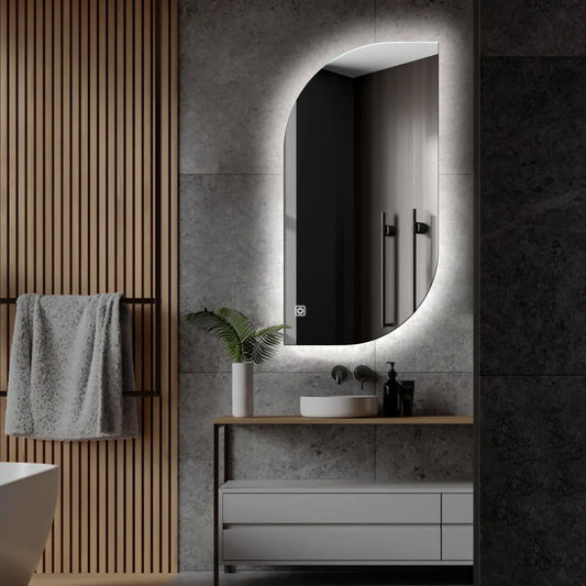 Oglinda LED Semiovala v1, Touch LED, Dimare, LED 6000K Rece - Gama Ambient Model 1