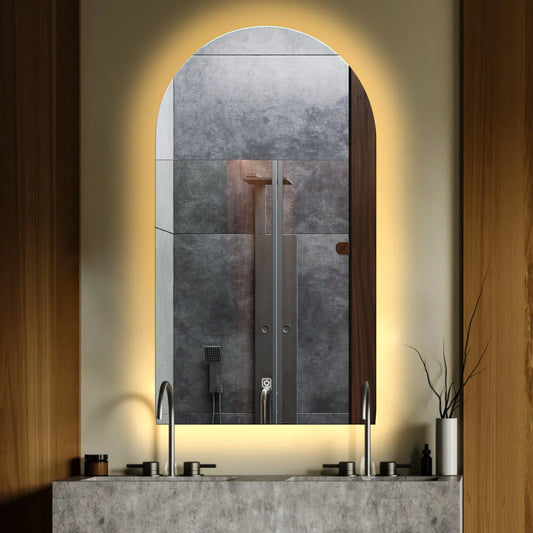 Oglinda LED Semiovala v2, Touch LED, Dimare, LED 3000K Cald - Gama Ambient Model 1