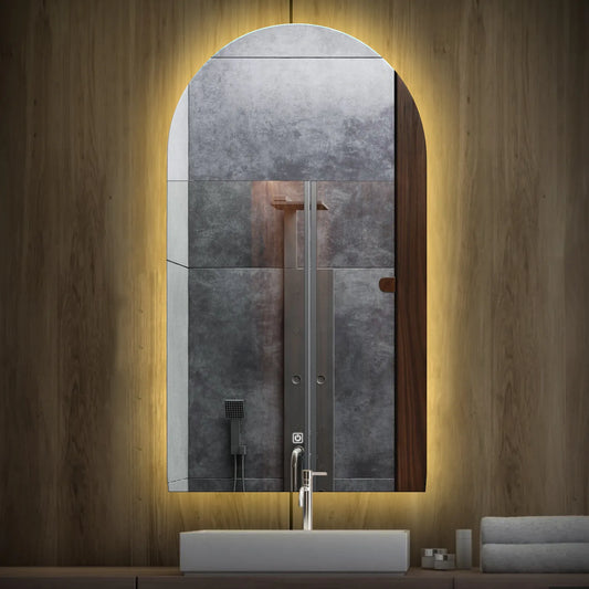 Oglinda LED Semiovala v2, Touch LED, Dimare, LED 3000K Cald - Gama Ambient Model 1