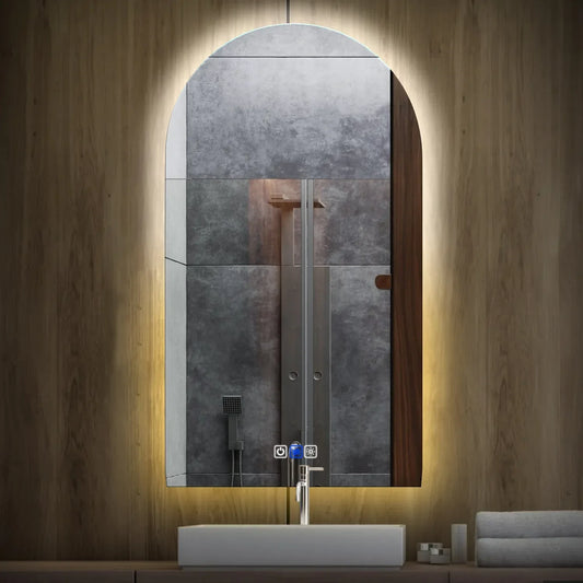 Oglinda LED Semiovala v2, Touch LED, Dimare, Dezaburire, LED Reglabil 3000K-6000K - Gama Ambient Model 1
